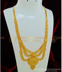 HRM419- Buy Stunning Gold 3 Line Long Plain 1 Gram Gold Haram Design Online Shopping