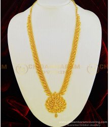 HRM451 - Latest Leaf Design Lakshmi Dollar Plain Haram Pure Gold Plated Jewelry