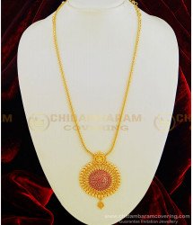 HRM456 - New Arrival 1 Gram Gold Plated Ruby Stone Big Round Pendant Haram Design Online