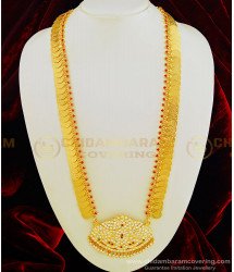 HRM460 - Traditional Ruby Stone Lakshmi Kasu Malai With Impon Big Dollar Gold Plated Impon Haram Buy Online