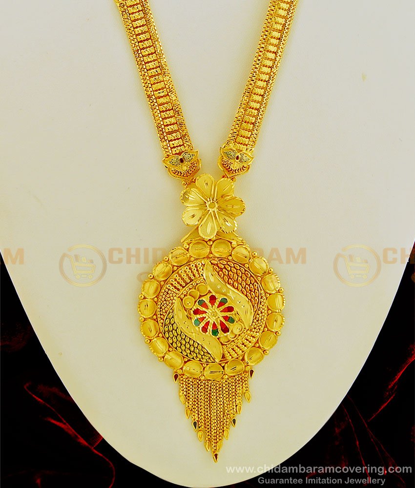 HRM465 - Wedding Haram Collections Real Gold Pattern Enamel Work High Quality Gold Forming Haram  