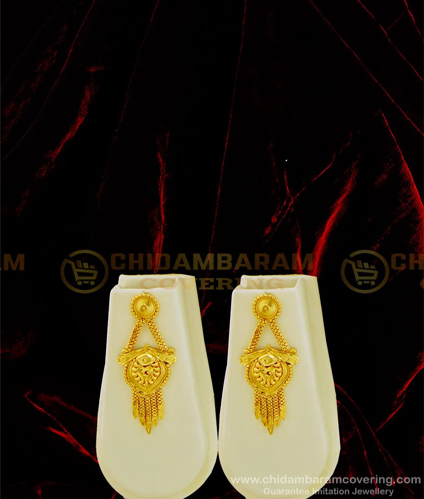 HRM476 - Bridal Wear New Plain Gold Haram Model Forming Haram Design with Earring Buy Online 