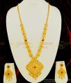HRM478 - Latest Gold Finish Enamel Forming Gold Haram Calcutta Model First Quality Long Haram with Earring Combo Set  