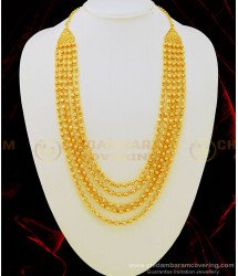 HRM479 - Latest five Line gold balls haram Chandraharam Designs in Gold Plated Jewellery 