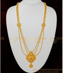 HRM492 - New Trendy Ruby Stone Gold Balls 3 Layered Haram 1 Gram Gold Covering Haram Online