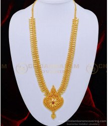 HRM520 - New Kerala Style Leaf Design Ruby Stone Haram 1 Gram Gold Jewelry Buy Online