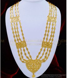 HRM531 - Latest Four Line Heart Design Dollar Long Governor Malai Muslim Bridal Jewelry Online 