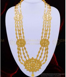 HRM532 - Buy Muslim Wedding Gold Jewellery Four Line Flower Design Long Governor Malai Collections Online