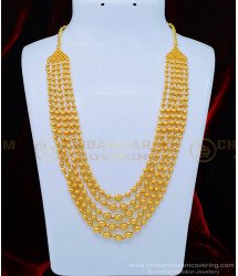 HRM536 - Latest One Gram Gold Five Line Gold Balls Multi Layer Haram for Women  