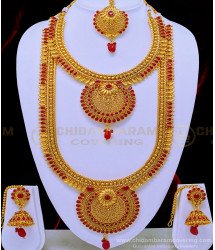 HRM589 - Premium Quality Temple Jewellery Grand Look Mini Wedding Jewellery Set Online