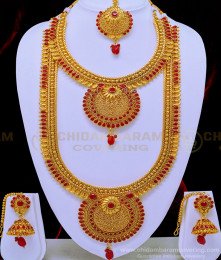HRM589 - Premium Quality Temple Jewellery Grand Look Mini Wedding Jewellery Set Online