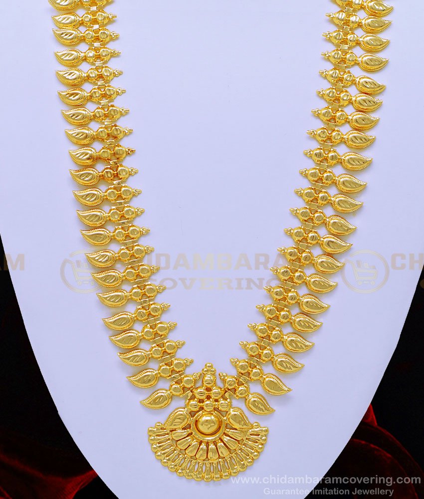one gram gold jewellery, show mala gold, 1 gram gold jewelry, chidambaram covering, imitation jewellery, kerala haram, mango mala, gold covering, 