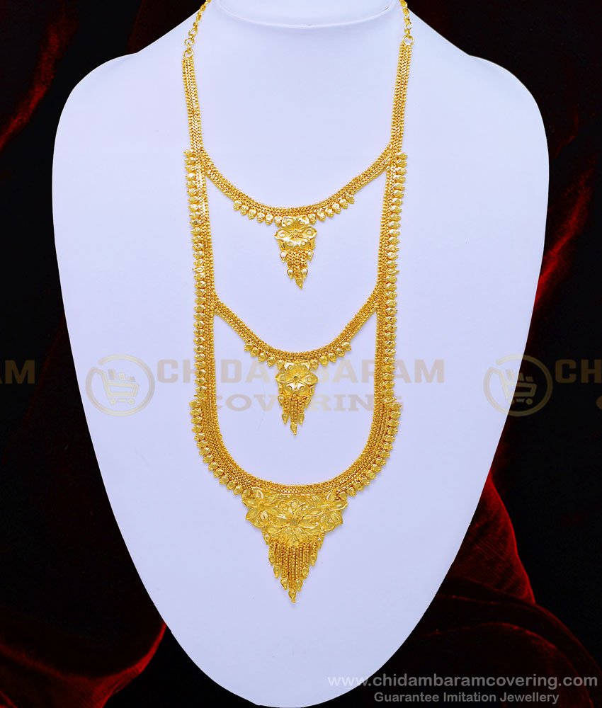 one gram gold jewellery online, 3 line haram, chidambaram haram, 