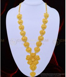 HRM621 - Attractive White Stone Flower Design Long Haram Gold Plated Jewellery Online 