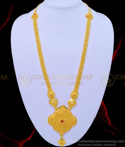 HRM623 - Real Gold Design Bridal Wear Gold Beads Long Stone Haram for Wedding 