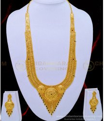 HRM634 - One Gram Gold Enamel Gold Haram Design Broad Bridal Haram with Earring Set Online