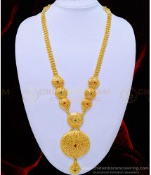 HRM645 - Latest Gold Haram Design Heavy Gold Beads Gold Plated Long Stone Haram Online