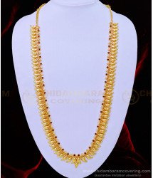 HRM659 - Traditional Ruby Stone and White Stone Mango Haram Design Gold Paled Jewellery