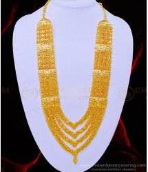 HRM683 - Traditional Wedding Jewellery Four Line Governor Malai Style Gold Plated Long Haram Online