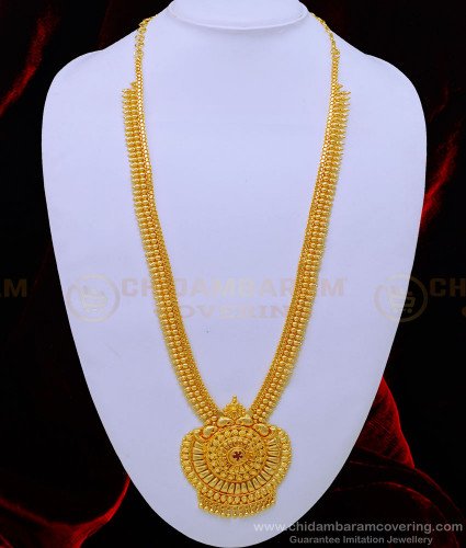 HRM697 - latest gold haram design one gram gold plated ruby Stone long Haram