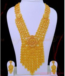HRM739 - Grand Arabian Jewellery Gold Haram Design with Earrings Modern Bridal Jewellery Set