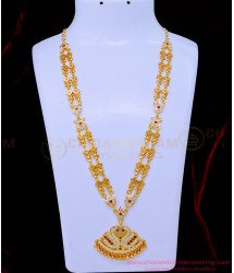 HRM740 - Latest Five Metal White and Ruby Stone Swan Dollar Design Two Line Impon Haram Online