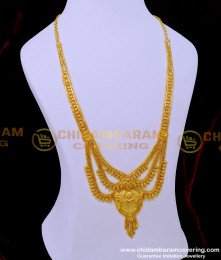 HRM771 - Gold Model Bridal Wear Forming Gold Three Line Haram Designs 