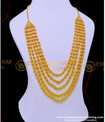 HRM786 - Beautiful Gold Plated Gold Beads Layered Haram Gundla Mala Designs
