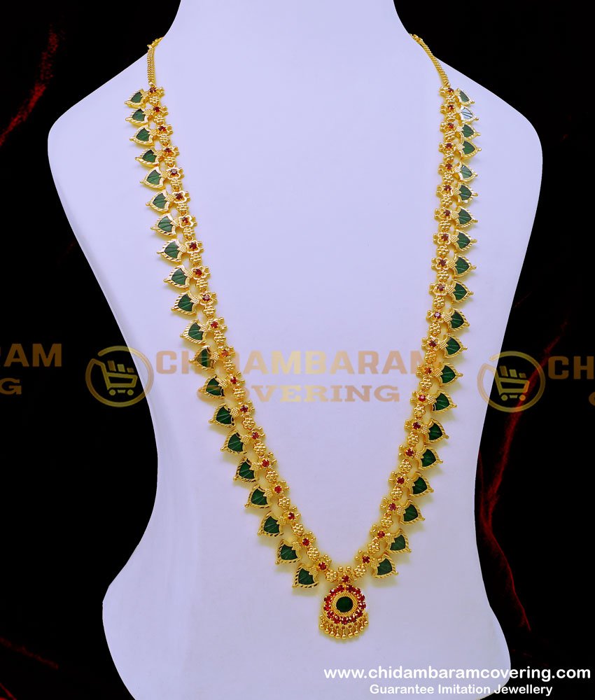 kerala wedding jewellery, light weight kerala jewellery, traditional kerala jewellery online, palakka mala, green palakka haram, palaka mala