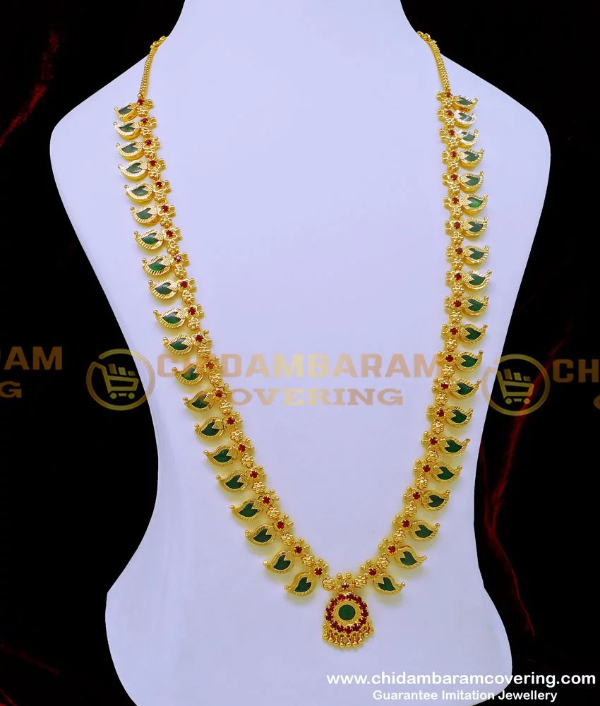 Designer kerala style gold plated necklace M138 – Urshi Collections