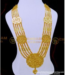 HRM796 - Traditional 5 Line Gold Governor Malai Designs for Wedding 