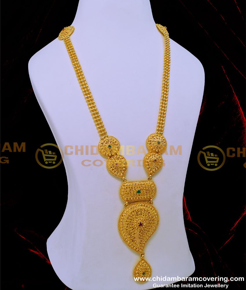 Bridal Wear Mango Design Full Gold Beads Stone Haram Design