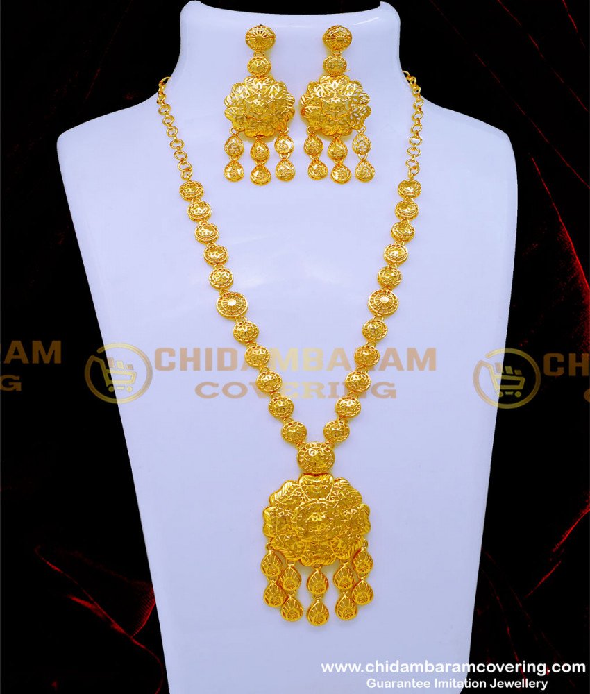 Bridal Wear First Quality Gold Plated Dubai Gold Haram with Earrings