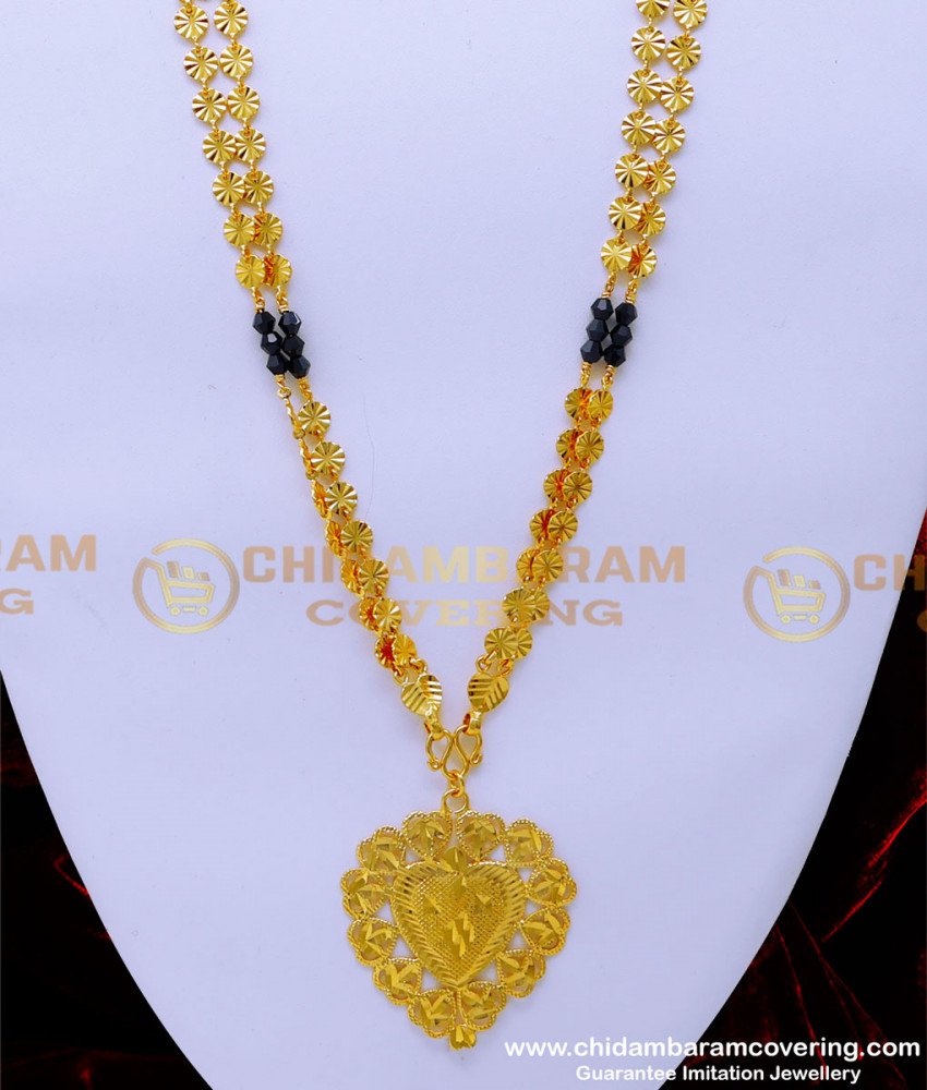 Traditional Gold Black Beads Long Chain for Daily Use
