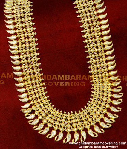 HRM854 - Grand Look Wedding Long Kerala Haram Design Buy Online