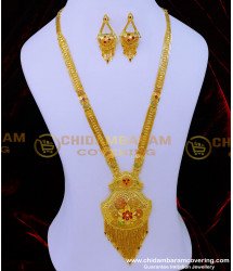 HRM859 - Latest Forming Long Enamel Haram with Earrings 2 Gram Gold Jewellery 