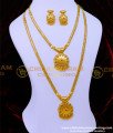 1 gram gold plated jewellery online, chidambaram gold plated haram and necklace set, long haram, Gold covering haram necklace set, One Gram Gold Haram Set 