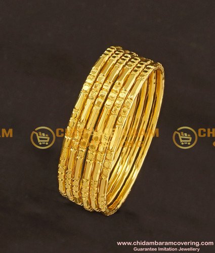 KBL017 - 1.10 Size New Born Baby Bangles Set Of 6 Pieces Gold Plated Thin Bangle Online