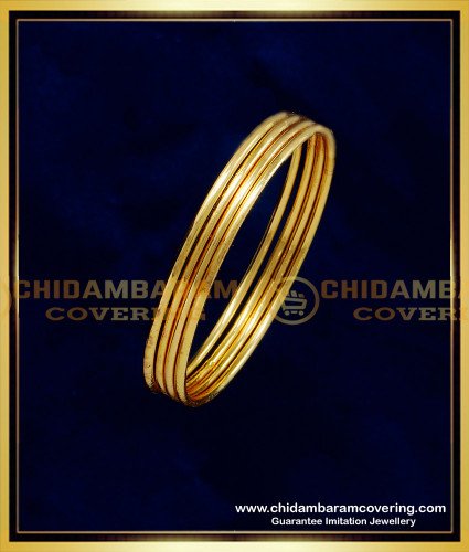 KBL052 - 1.8 Size 1 Gram Gold Plain Thin Light Weight Daily Wear Gold Bangles Design for Kids