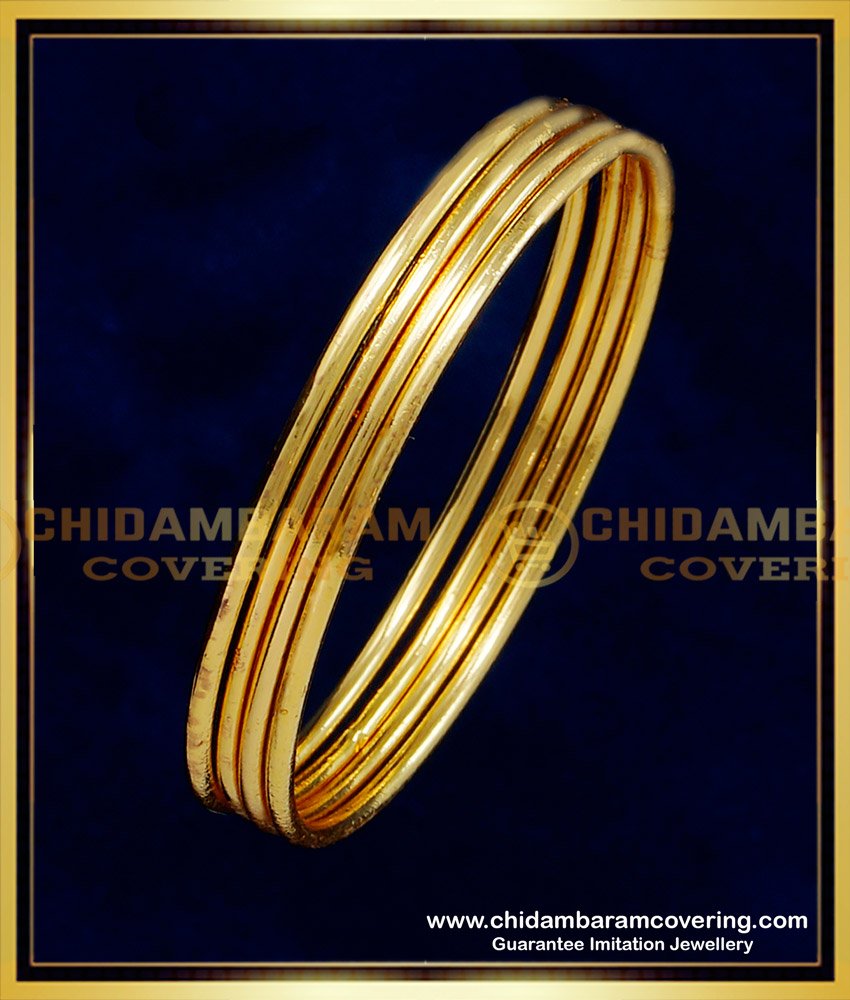 KBL052 - 1.06 Size 1 Gram Gold Plain Thin Light Weight Daily Wear Gold Bangles Design for Kids
