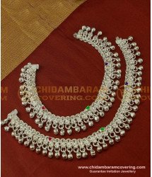 ANK031 - Bridal Wear White Metal Heavy Weight Full Beads Anklet Designs Salangai Kolusu Buy Online