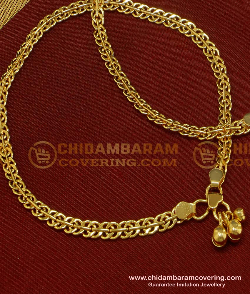 ANK032 - 10 Inch Buy Latest Anklet Chain Design Gold Plated Kolusu Imitation Jewelry Online NK020 