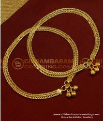 ANK034 - 10.5 Inch One Gram Gold Plated Flexible Chain Anklet Padasaram Design Buy Online 