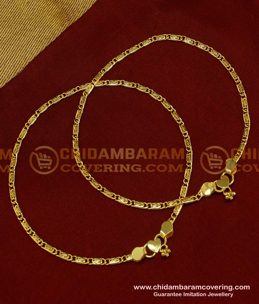 ANK036 - 10.5 Inch Light Weight  Simple Daily Wear Anklet Design Best Payal Design Indian Jewelry