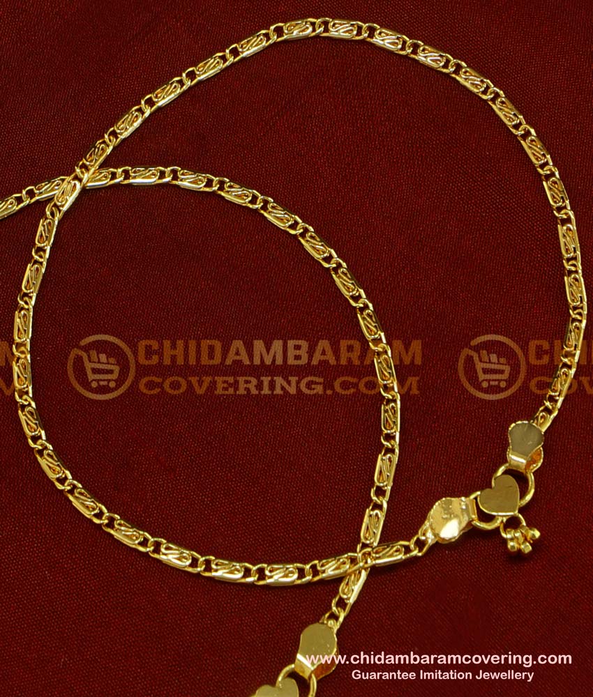 ANK036 - 11 Inch Light Weight  Simple Daily Wear Anklet Design Best Payal Design Indian Jewelry