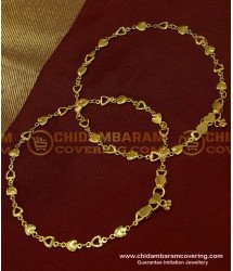 ANK045 - 10 Inch New Payal Heart Design Gold Plated Designer Anklet Collection Online