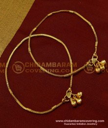 ANK050 - 10.5 Inch Light Weight Daily Wear Simple Thin Chain 1 Gram Gold Plated Anklet