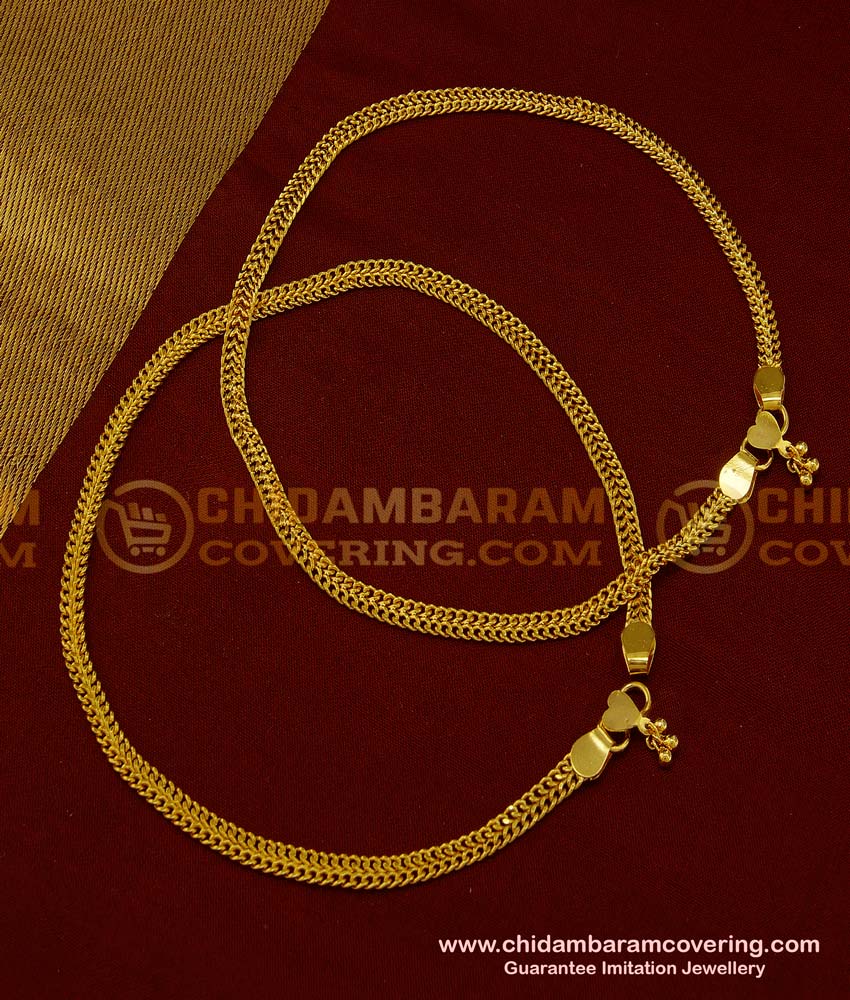 ANK058 - 12 Inches Buy Light Weight Gold Payal Design Daily Wear Guaranteed Anklet Kolusu Online  