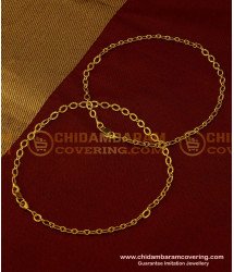 ANK061 - 10 Inch Beautiful Light Weight Designer Payal Link Chain Anklet One Gram Gold Jewelry 
