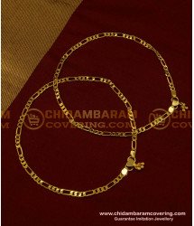 ANK069 - 12 Inch Real Gold Design Light Weight Sachin Chain Padasaram Anklet for Daily Use 